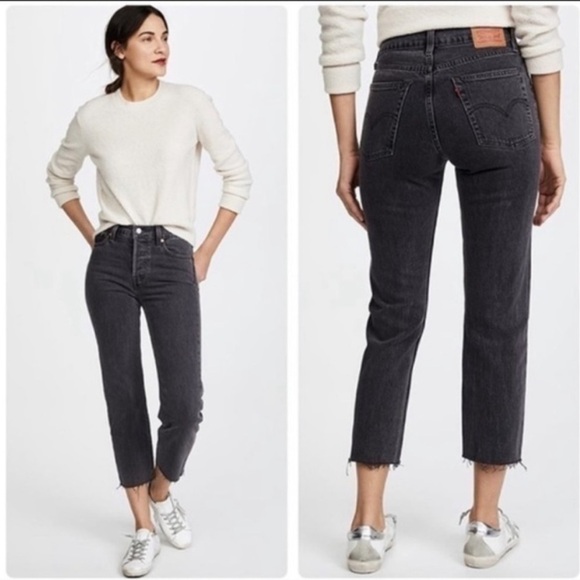 Levi's Wedgie Skinny High Rise Cropped Button Fly Black Size 25